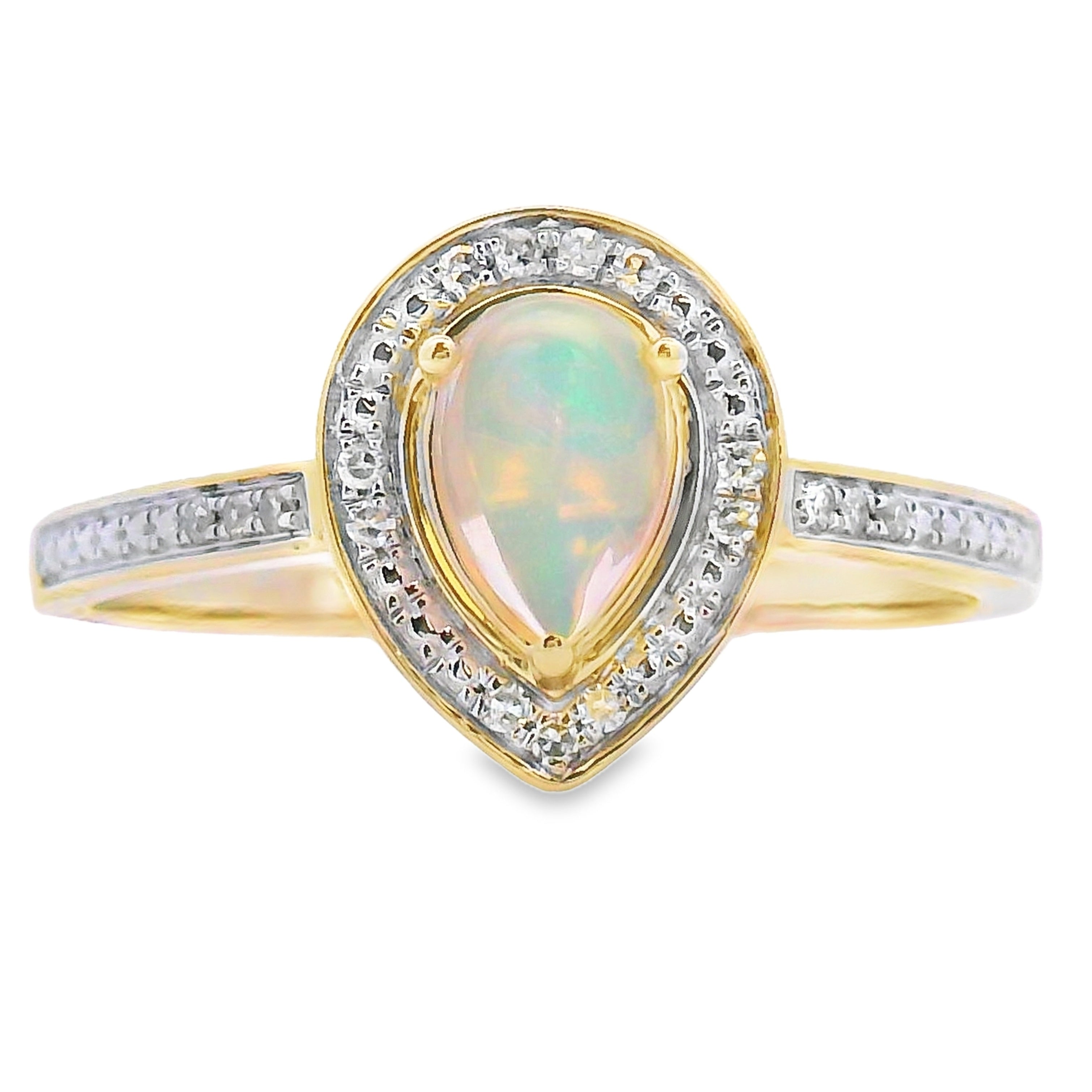 Natural .30ct Opal Diamond Ring 10KT Yellow Gold