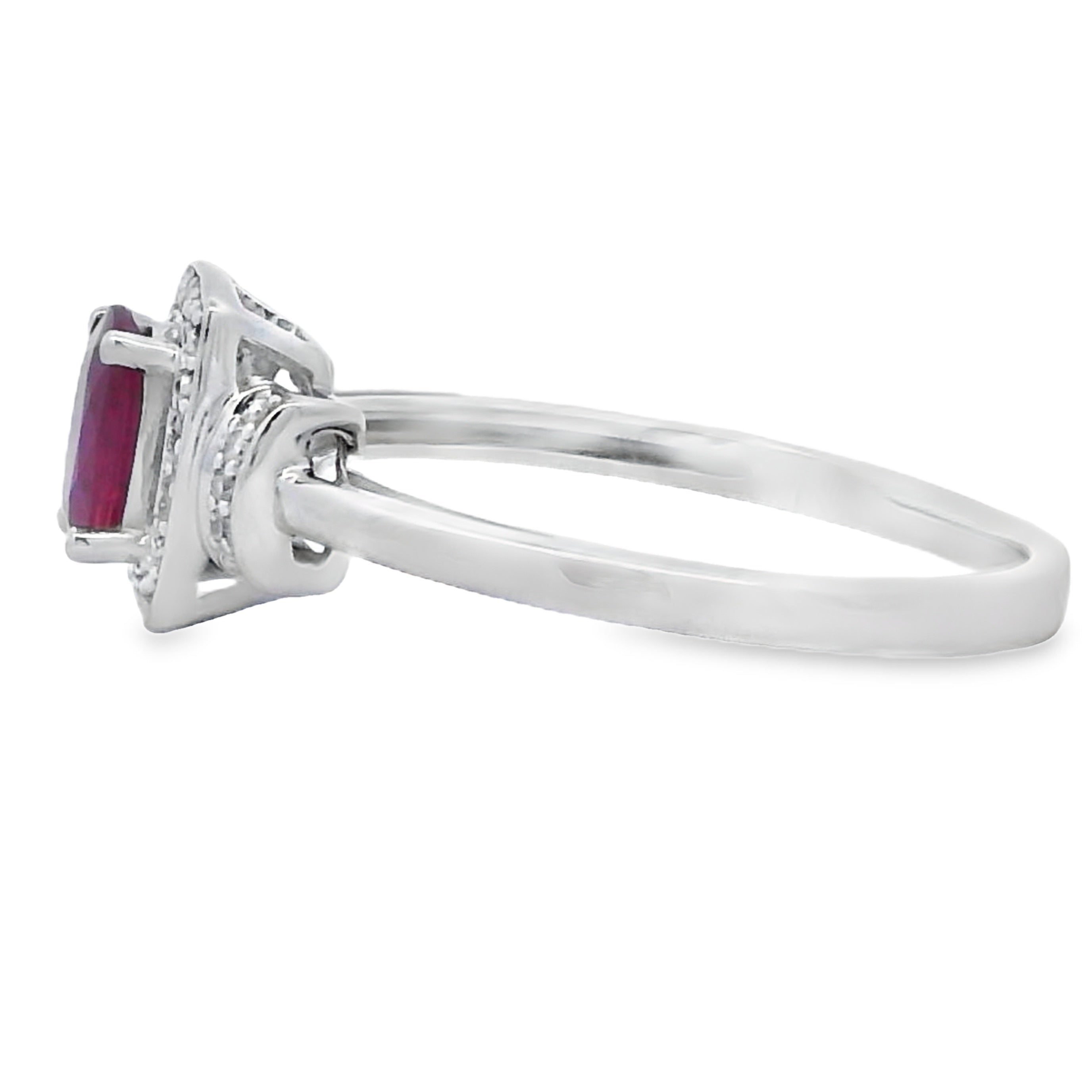 Natural .65ct Ruby Diamond Ring 10KT White Gold