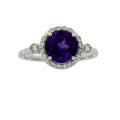 Genuine 2.07ct Amethyst Diamond Ring 14KT White Gold
