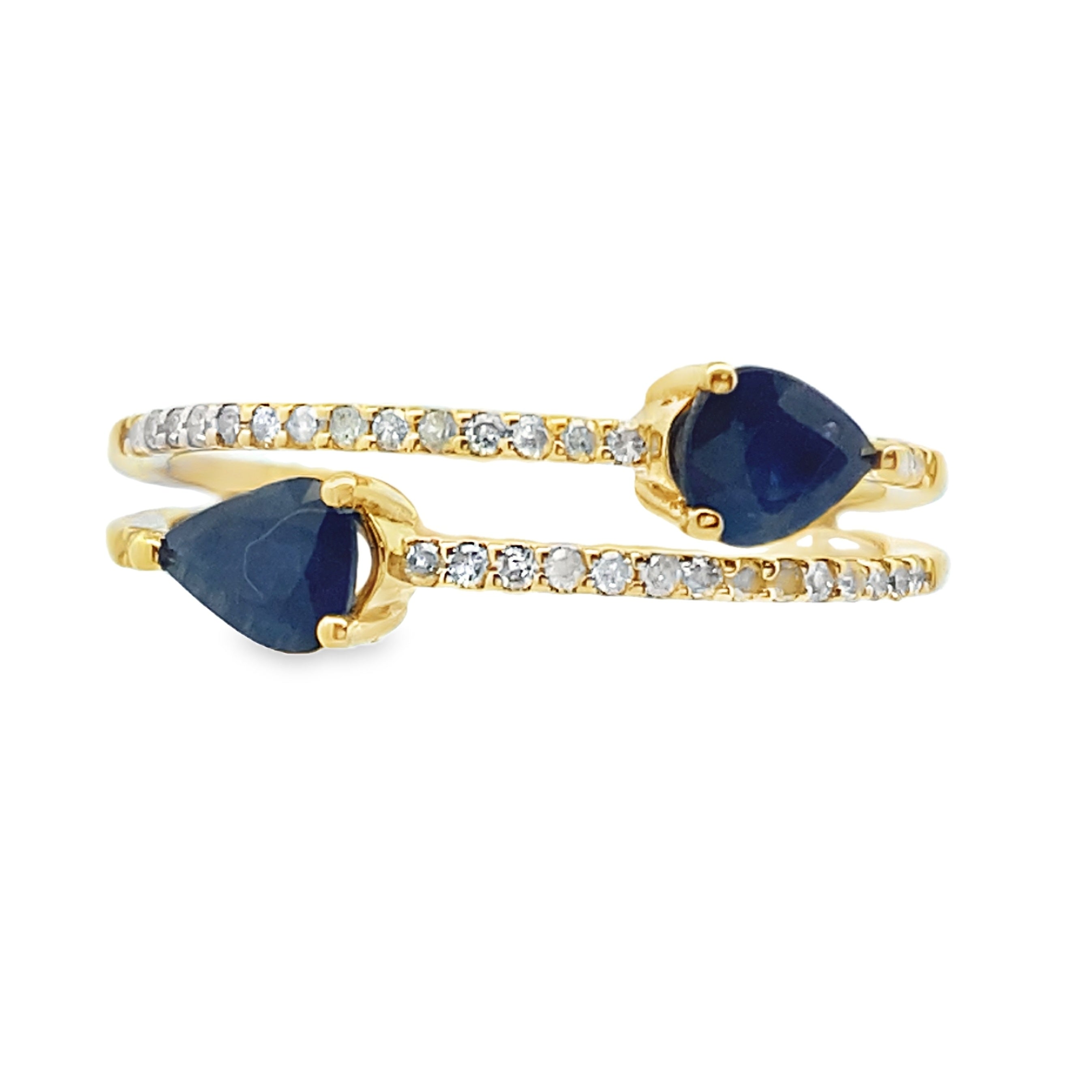 Genuine .70ct Sapphire Diamond Ring 14KT Yellow Gold