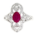 Natural 1.05ct Ruby Diamond Ring 10KT White Gold