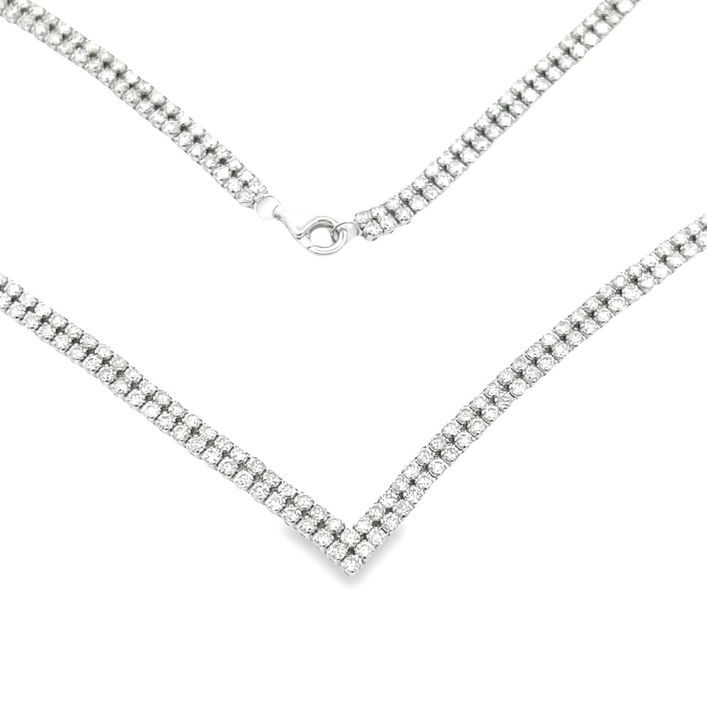 Natural 7.00ct Diamond Tennis Necklace 14KT White Gold