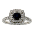 Natural 1.22ct Sapphire Diamond Ring 14KT White Gold