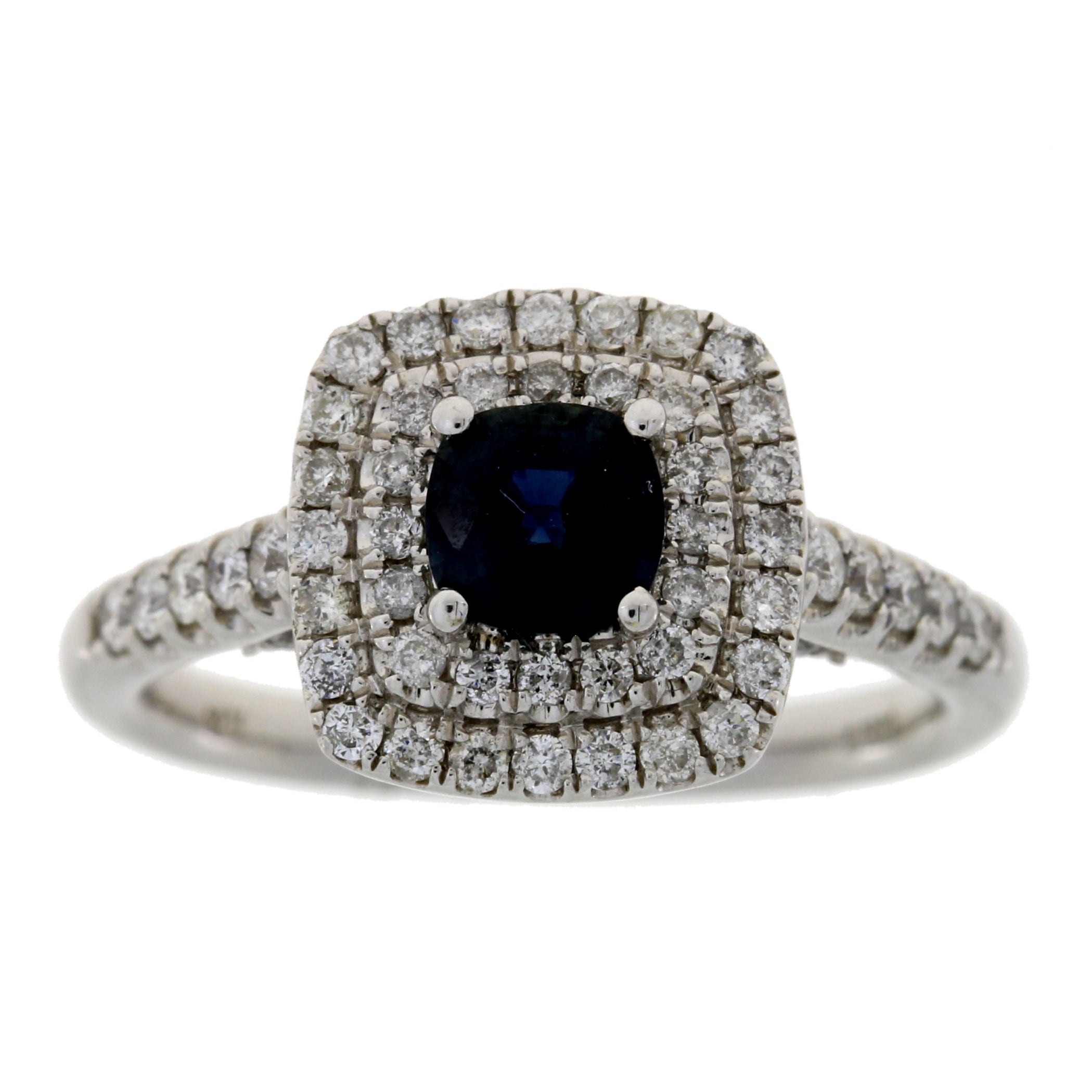 Natural 1.22ct Sapphire Diamond Ring 14KT White Gold