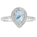 Natural .39ct Aquamarine Diamond Ring 10KT White Gold