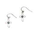 Natural .27ct Sapphire Cross Earrings 10KT White Gold