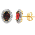 Genuine 1.18ct Garnet Diamond Earrings 10KT Yellow Gold