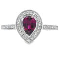 Natural .56ct Garnet Diamond Ring 10KT White Gold