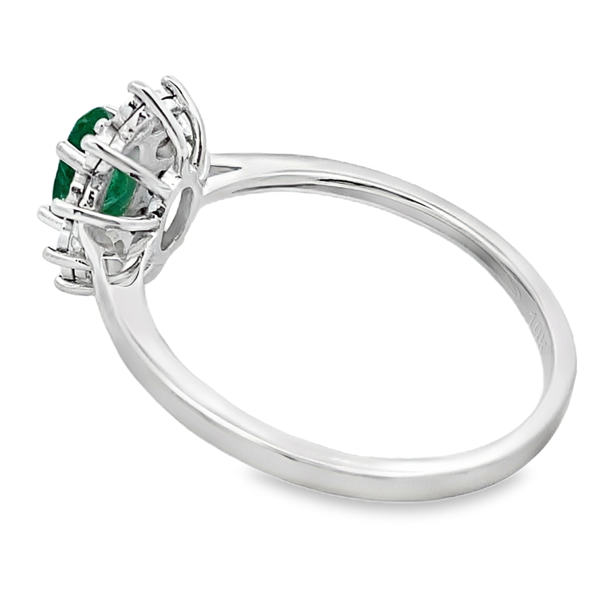 Genuine .43ct Emerald Diamond Ring 10KT White Gold