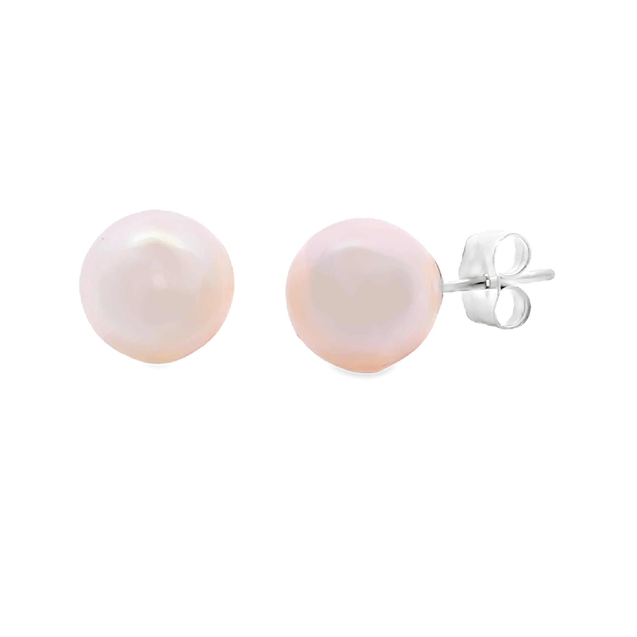 Natural FW Pearl Stud Earrings 14KT White Gold