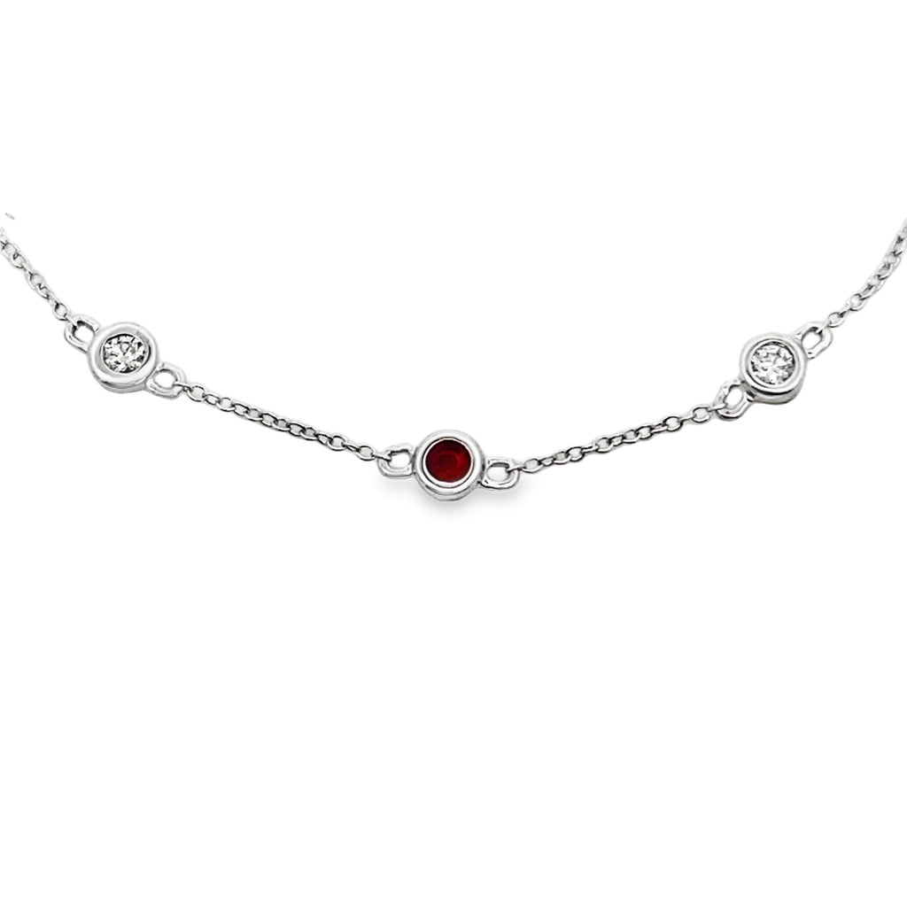 Natural .17ct Ruby Diamond Bracelet 14KT White Gold