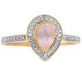 Genuine .44ct Rose Quartz Diamond Ring 10KT Yellow Gold