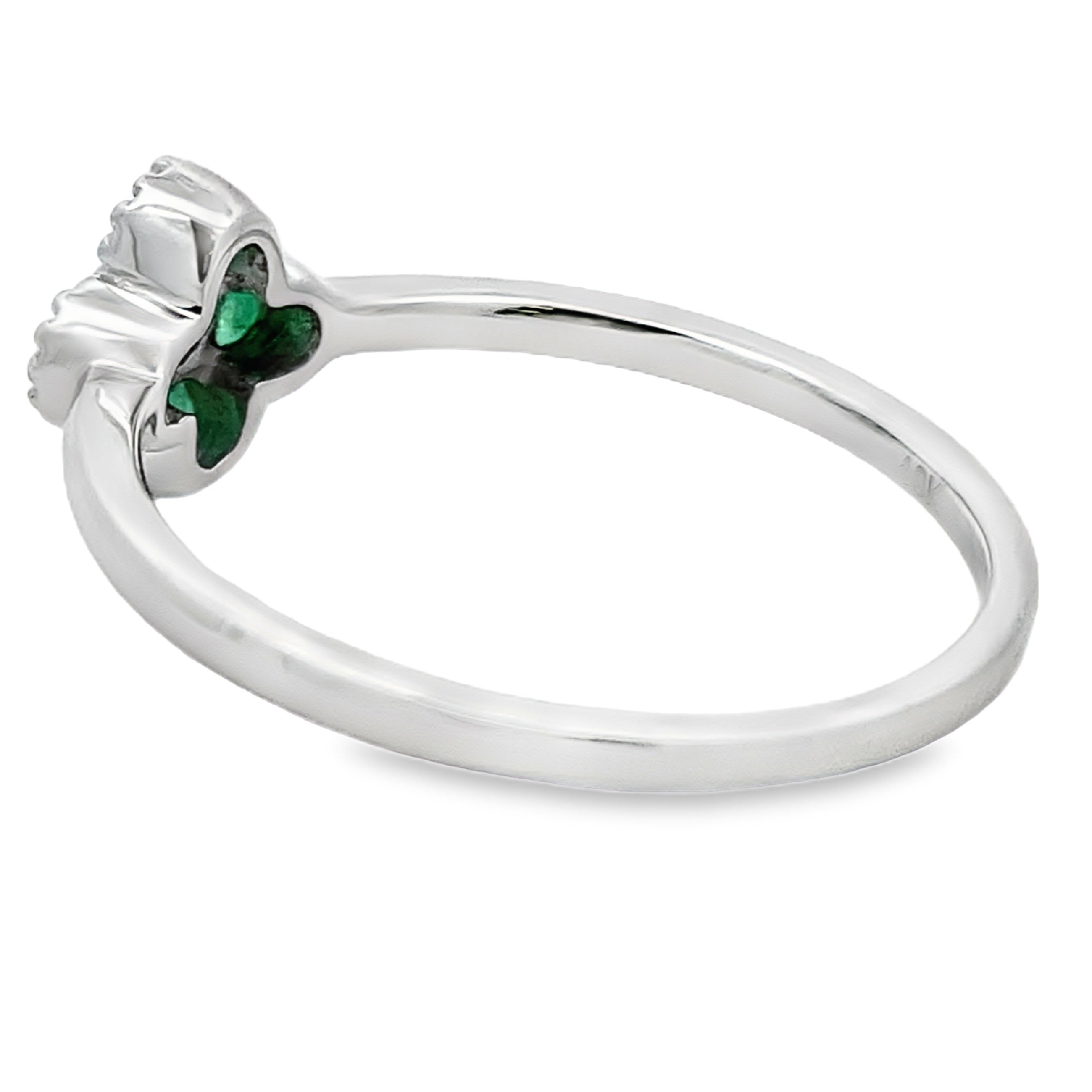Genuine .15ct Emerald Diamond Ring 10KT White Gold