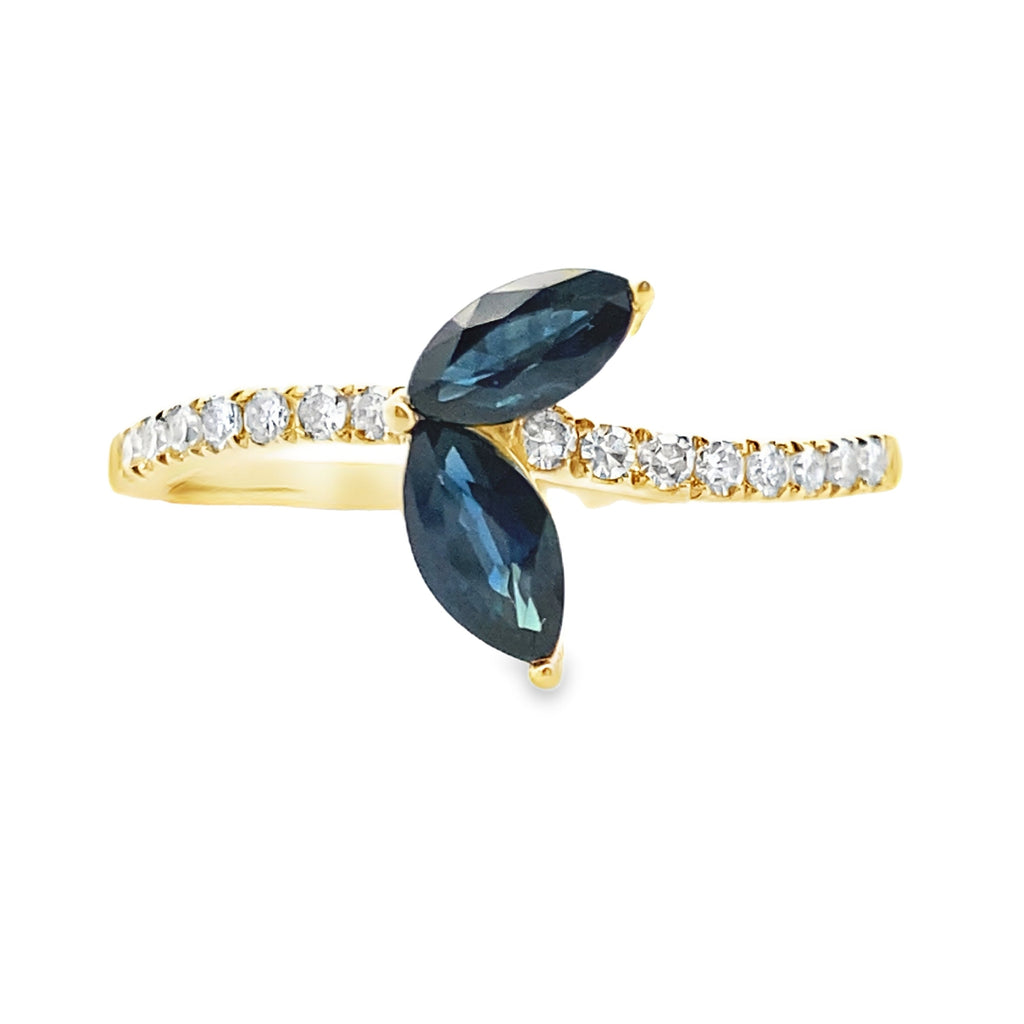 Natural .36ct Sapphire Diamond Ring 14KT Yellow Gold