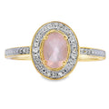Genuine .53ct Rose Quartz Diamond Ring 10KT Yellow Gold