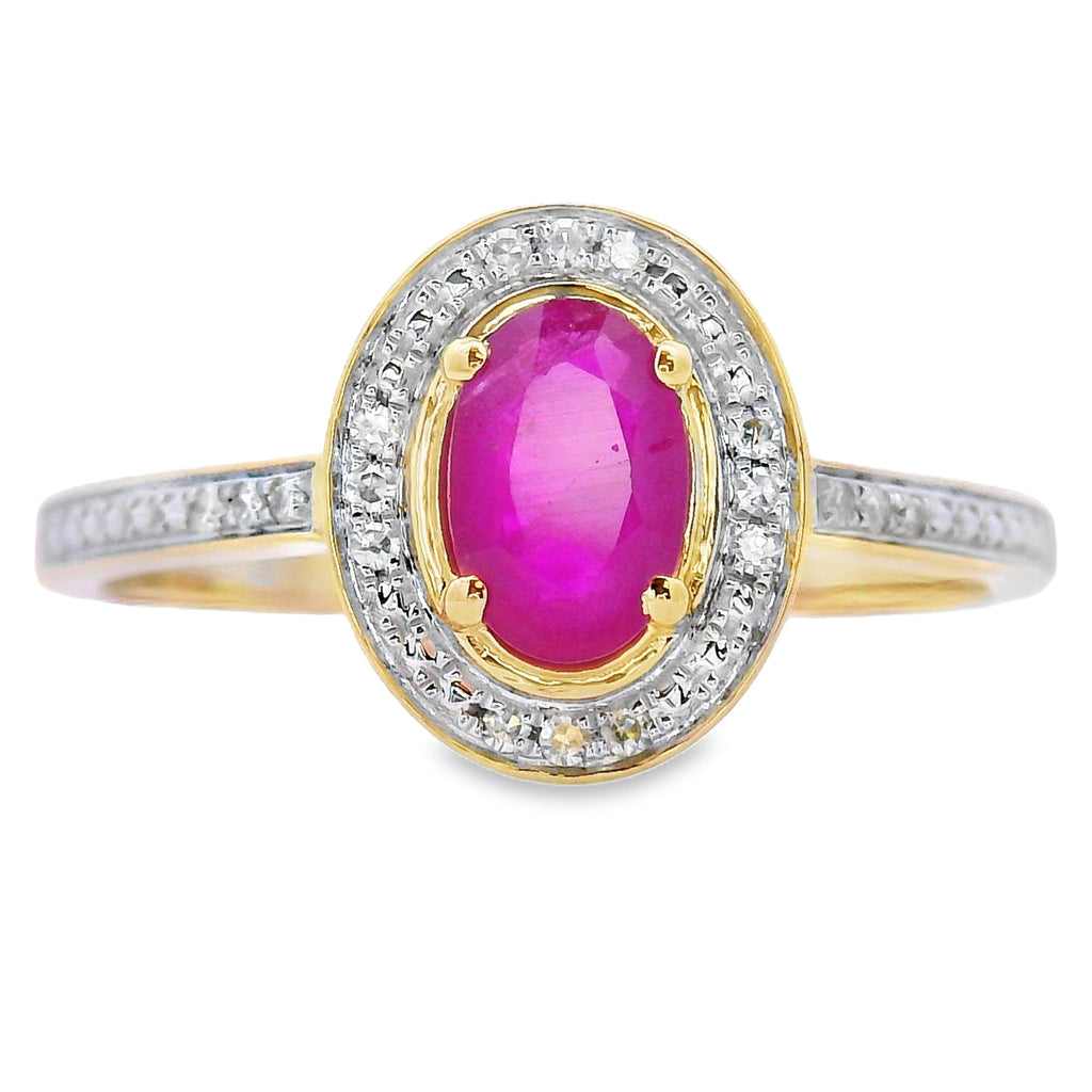 Natural .67ct Ruby Diamond Ring 10KT Yellow Gold
