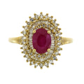 Genuine 2.05ct Ruby Diamond Ring 10KT Yellow Gold