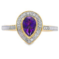 Genuine .42ct Amethyst Diamond Ring 10KT Yellow Gold