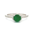 Natural 1.12ct Emerald Diamond Eng Only 14KT White Gold