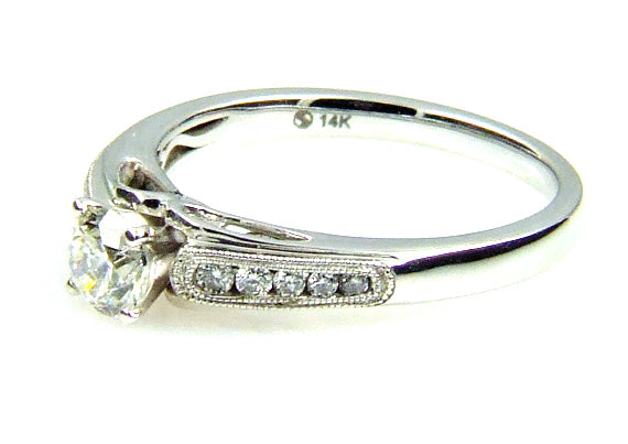 Natural .50ct Diamond Eng Only 14KT White Gold