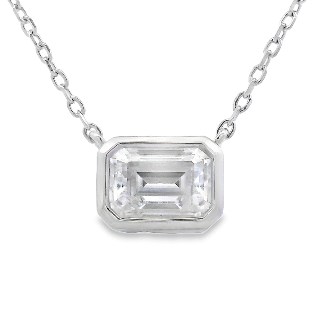 Natural .85ct Moissanite Pendant Sterling Silver