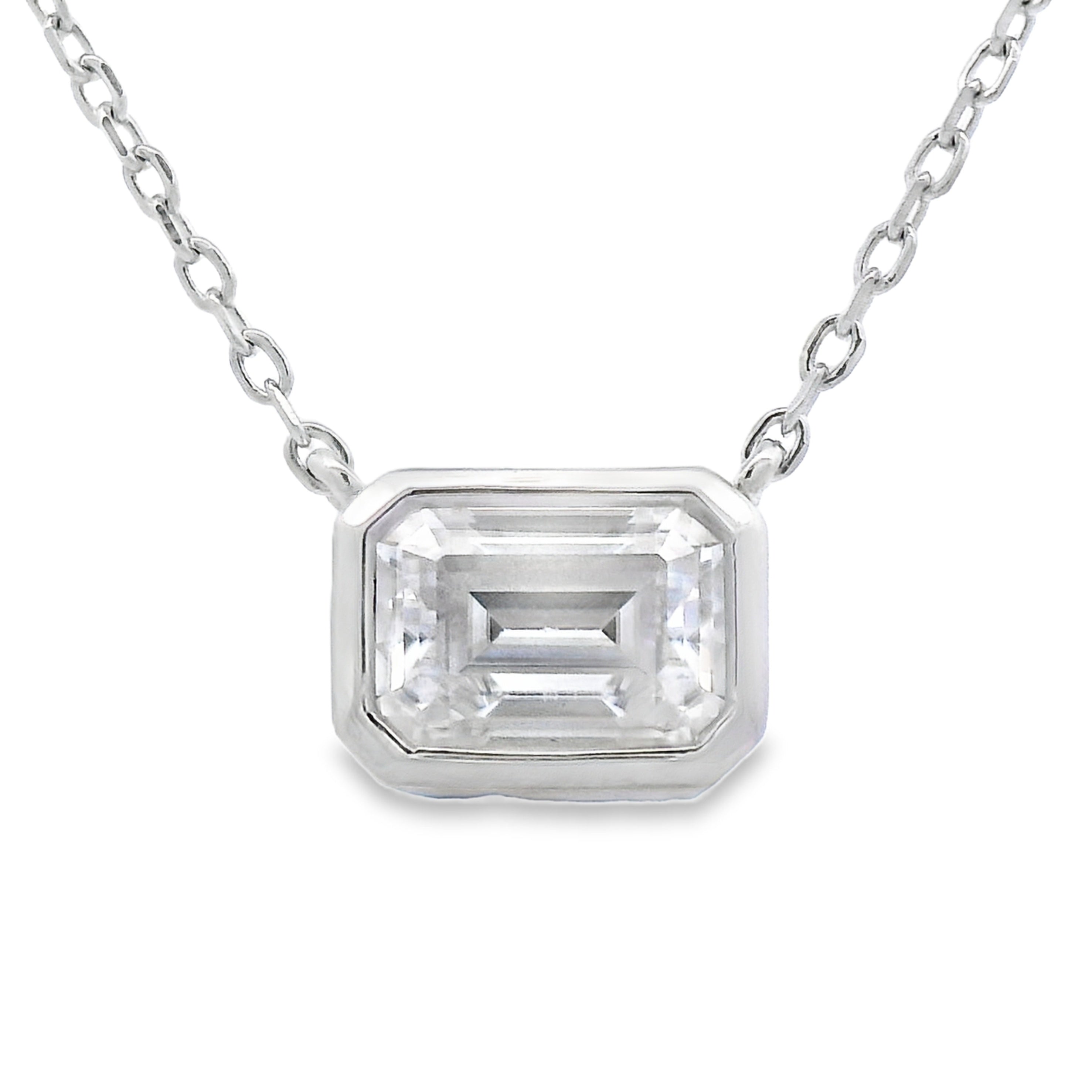 Natural .85ct Moissanite Pendant Sterling Silver