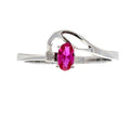 Genuine .02ct Created Ruby Diamond Ring 10KT White Gold