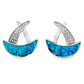 Natural Created Opal Dangle Earrings Sterling Silver