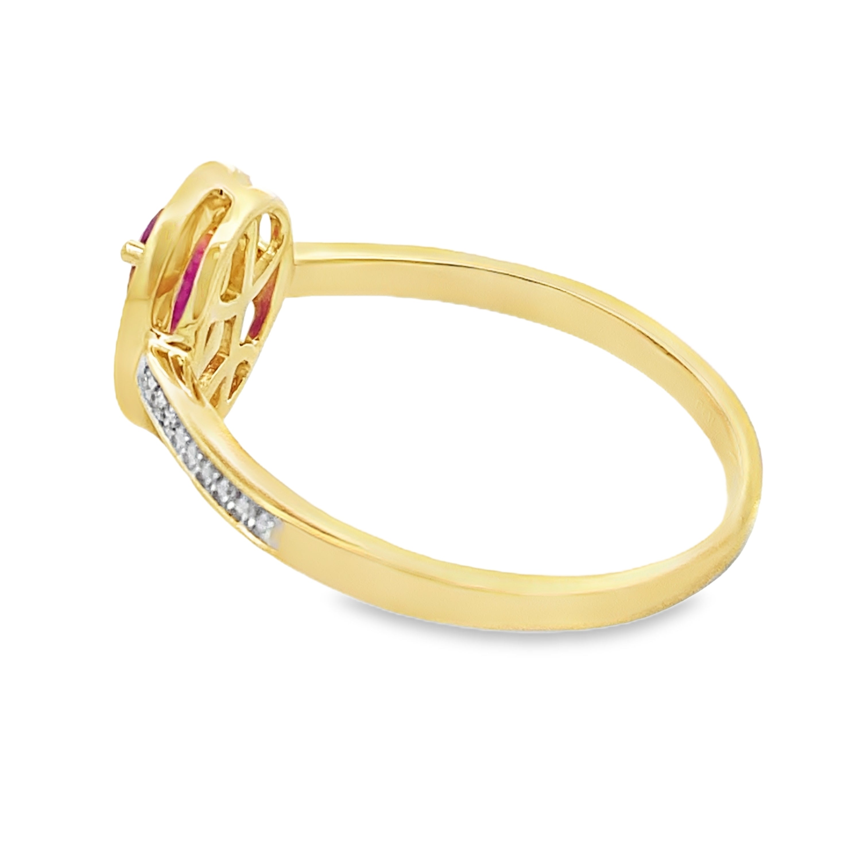 Genuine .54ct Ruby Diamond Ring 10KT Yellow Gold