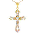 Genuine Topaz Cross Religious Pendant Sterling Silver