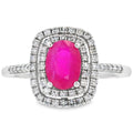 Genuine 1.29ct Ruby Diamond Ring 10KT White Gold