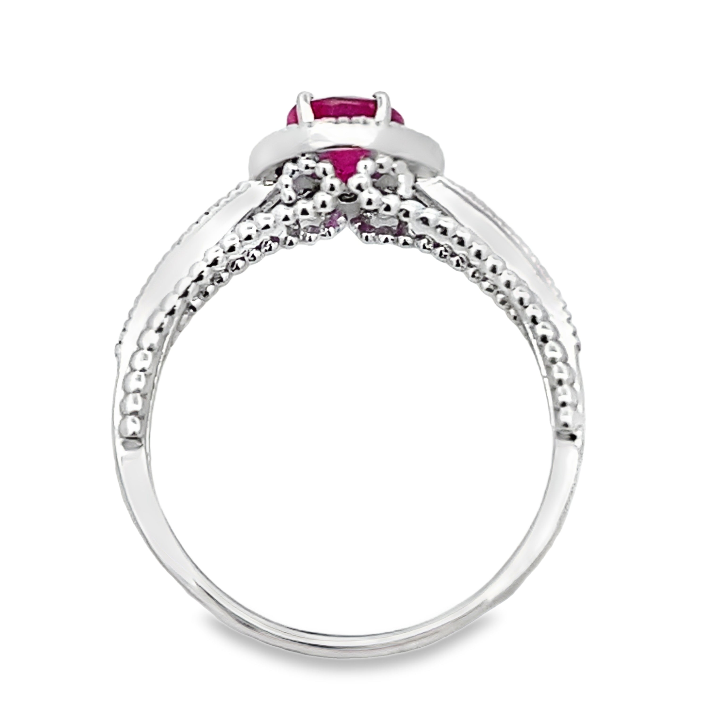 Genuine 1.35ct Ruby Diamond Ring 14KT White Gold