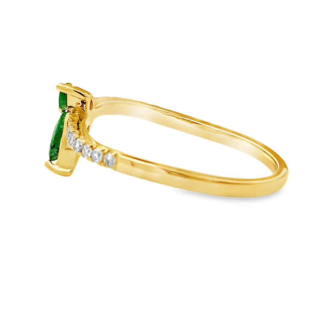 Natural .29ct Emerald Diamond Ring 14KT Yellow Gold