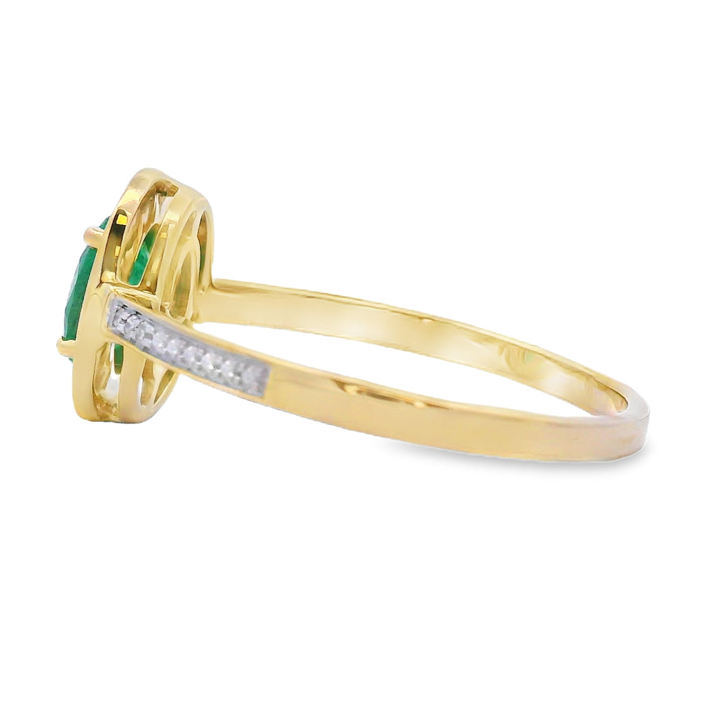 Natural .49ct Emerald Diamond Ring 10KT Yellow Gold