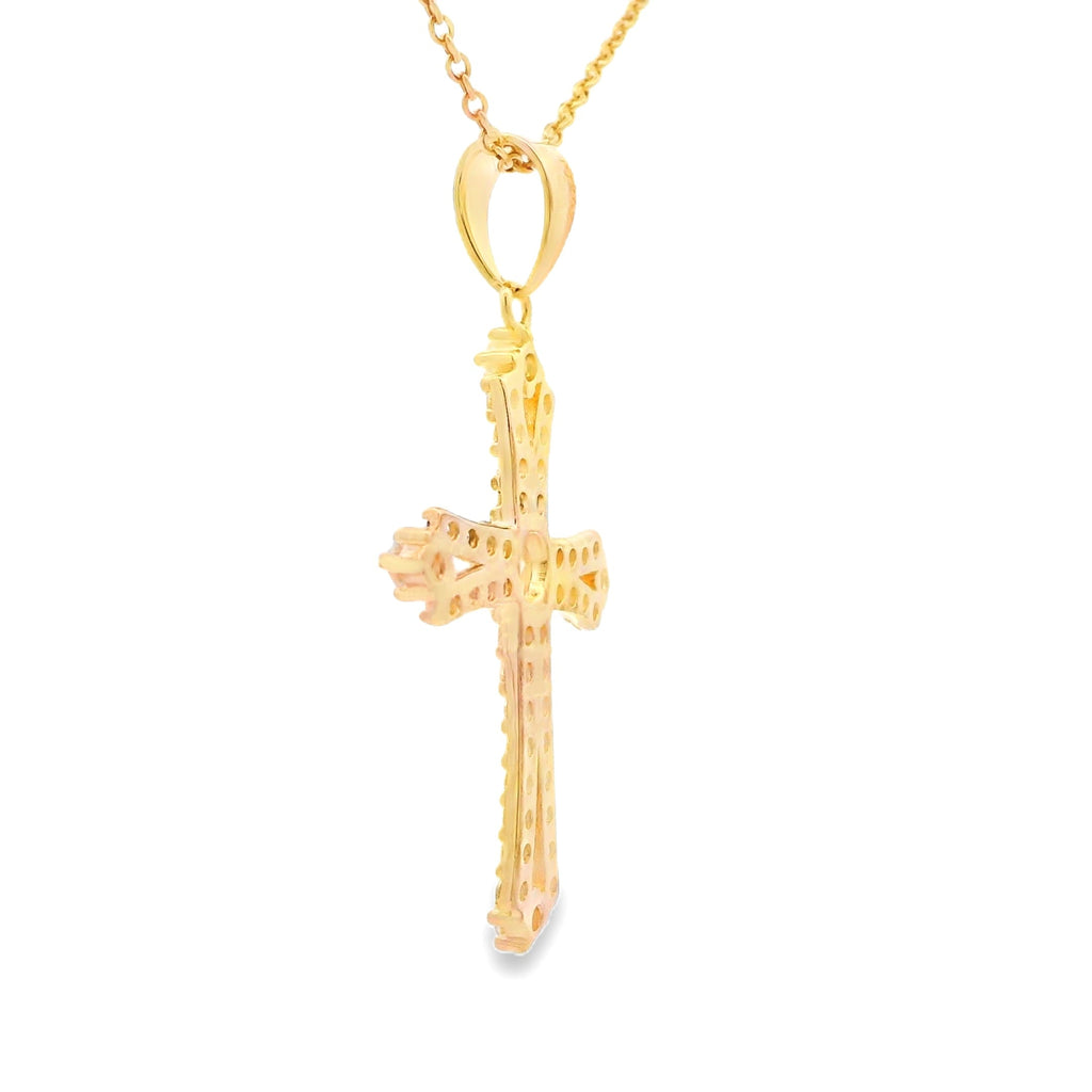 Genuine Topaz Cross Religious Pendant Sterling Silver