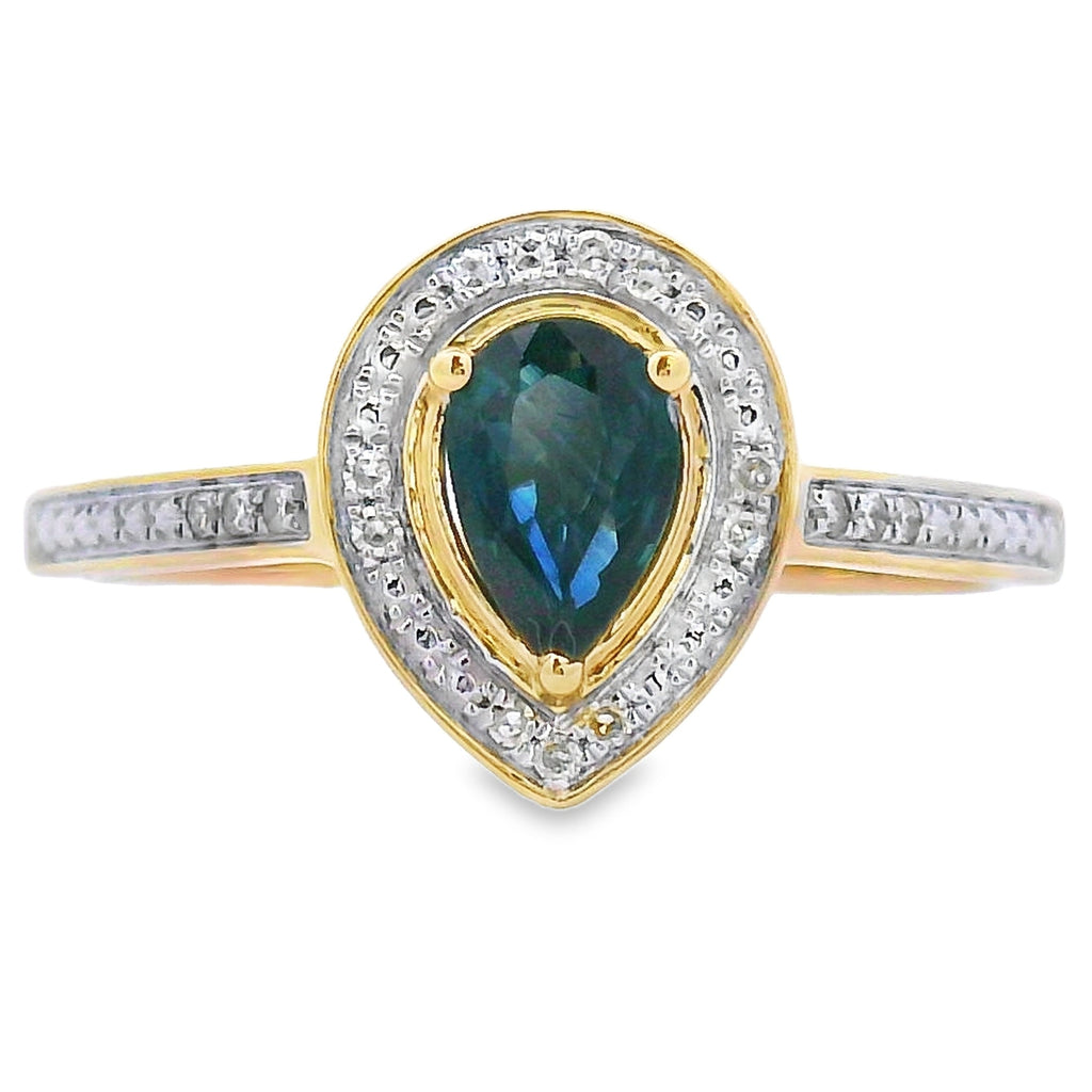 Natural .54ct Sapphire Diamond Ring 10KT Yellow Gold