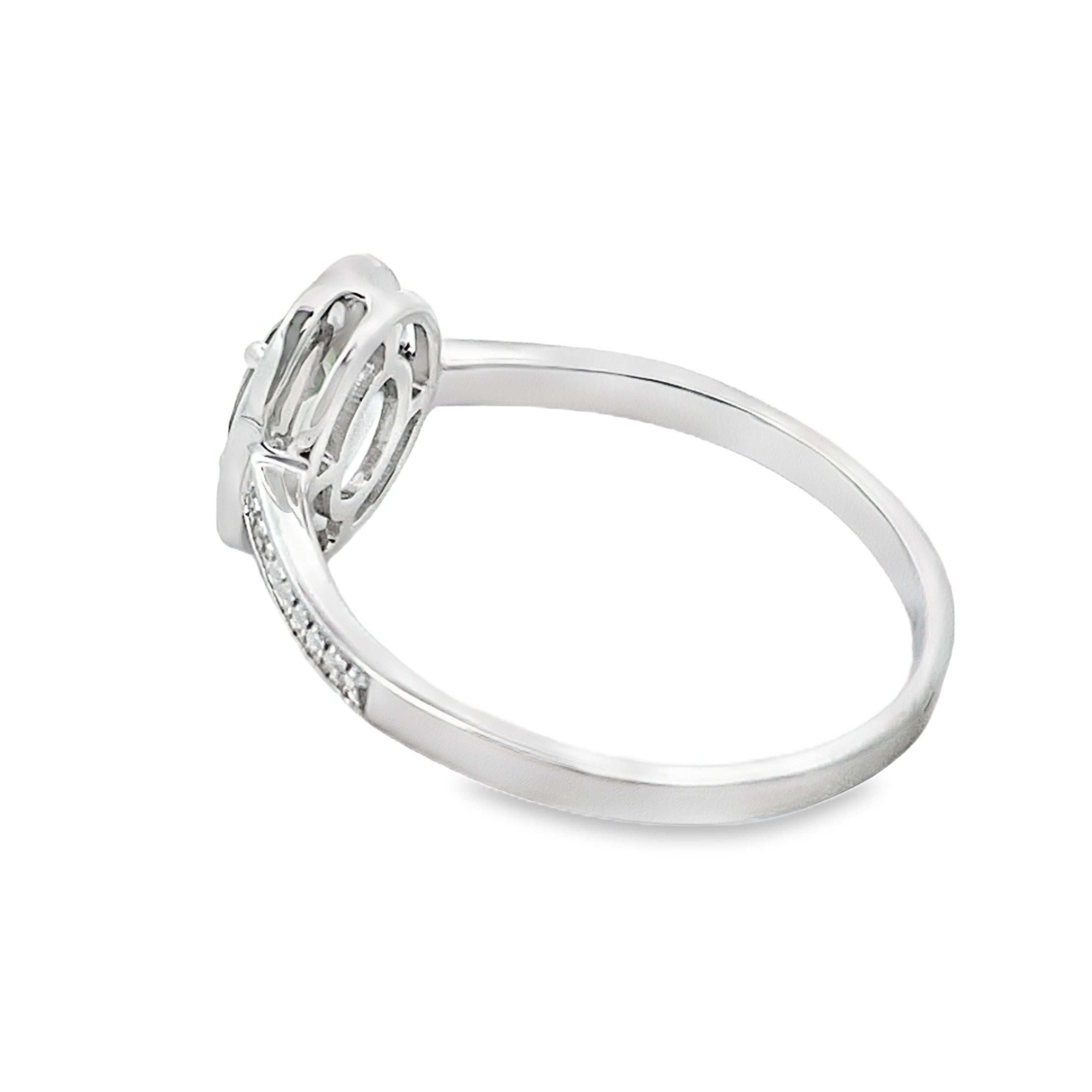 Natural .54ct Peridot Diamond Ring 10KT White Gold