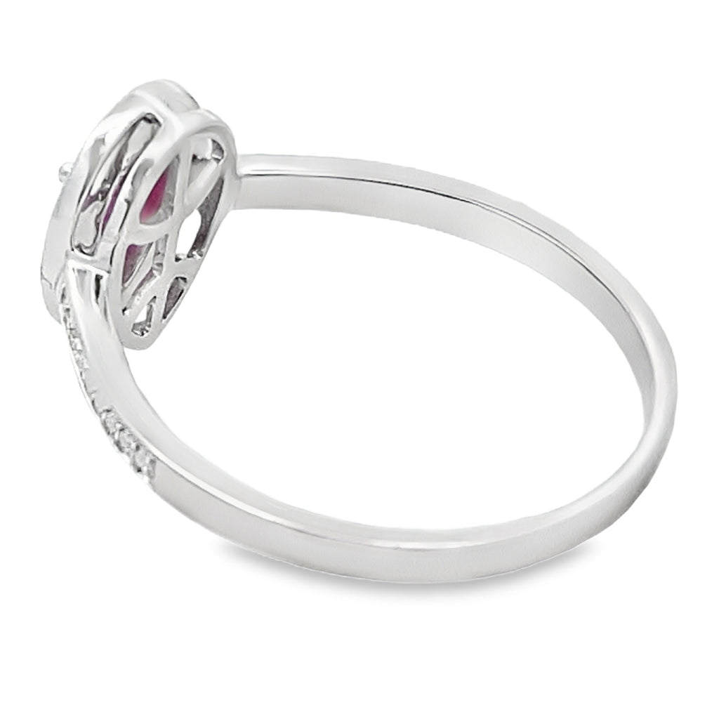 Natural .54ct Ruby Diamond Ring 10KT White Gold