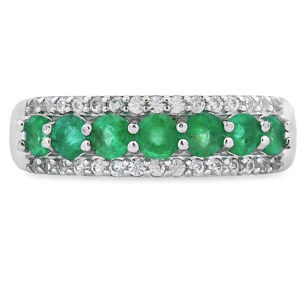 Natural White Topaz 3 Stone Ring Sterling Silver