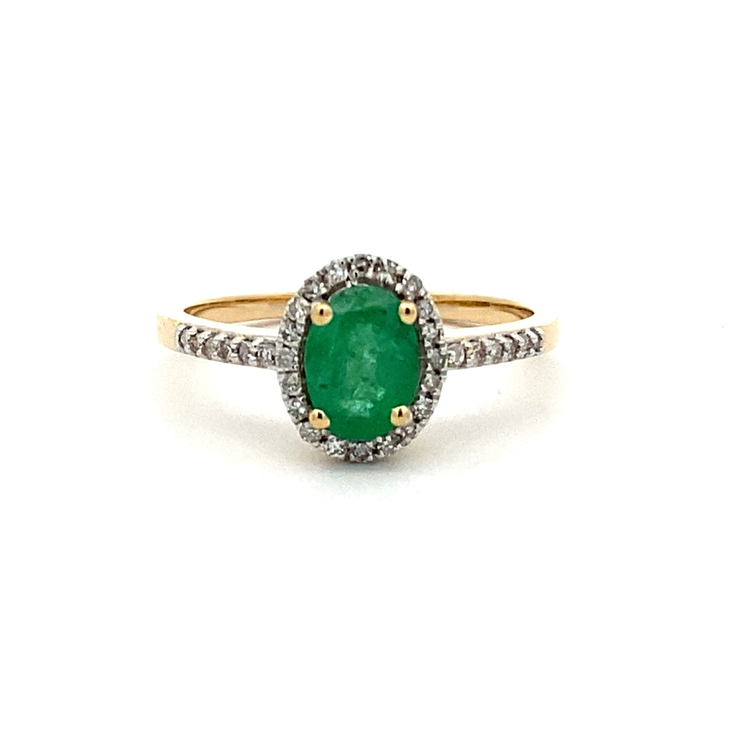 Genuine .74ct Emerald Diamond Ring 14KT Yellow Gold