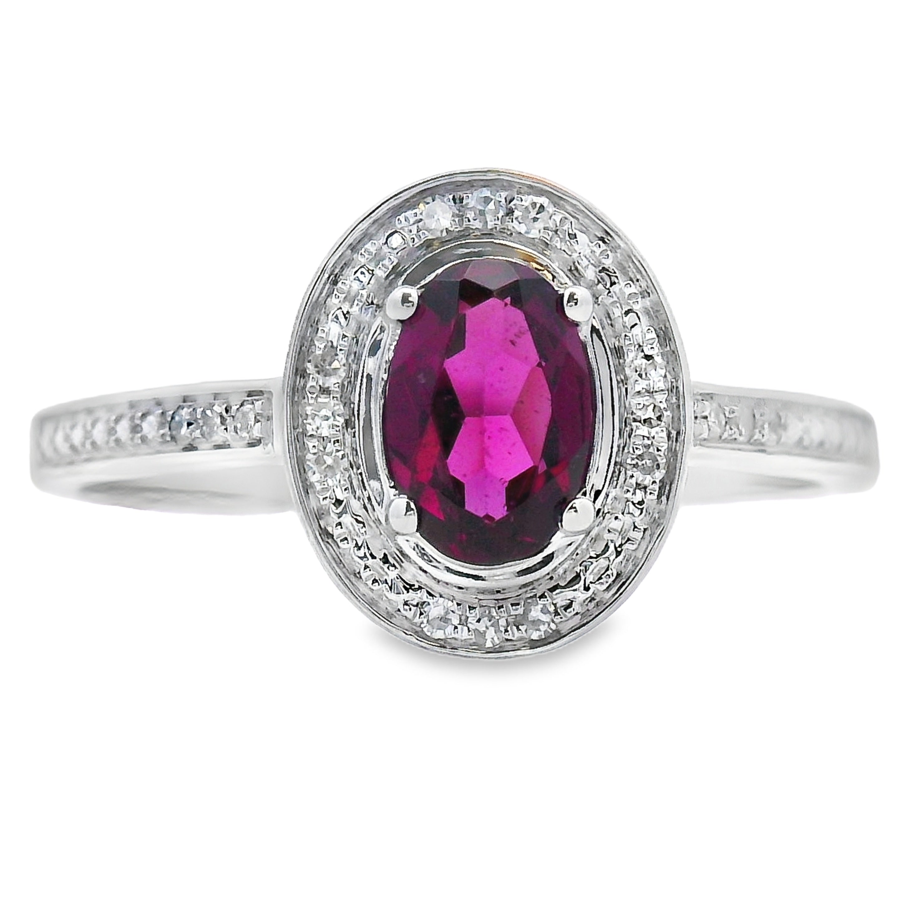 Genuine .62ct Garnet Diamond Ring 10KT White Gold