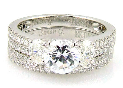 Natural 1.05ct Engagement Ring Set 18KT White Gold