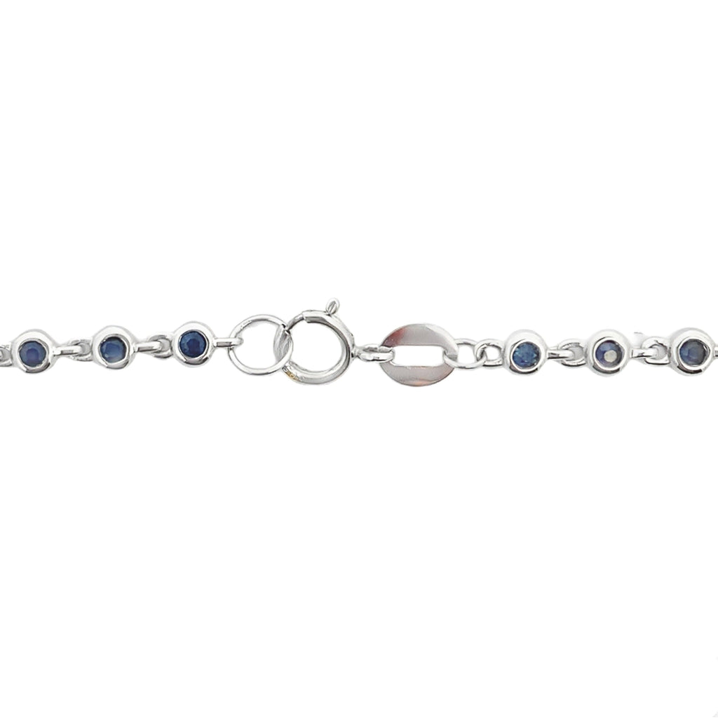 Natural .87ct Sapphire Diamond Bracelet 14KT White Gold