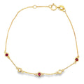 Natural .25ct Ruby Diamond Bracelet 14KT Yellow Gold
