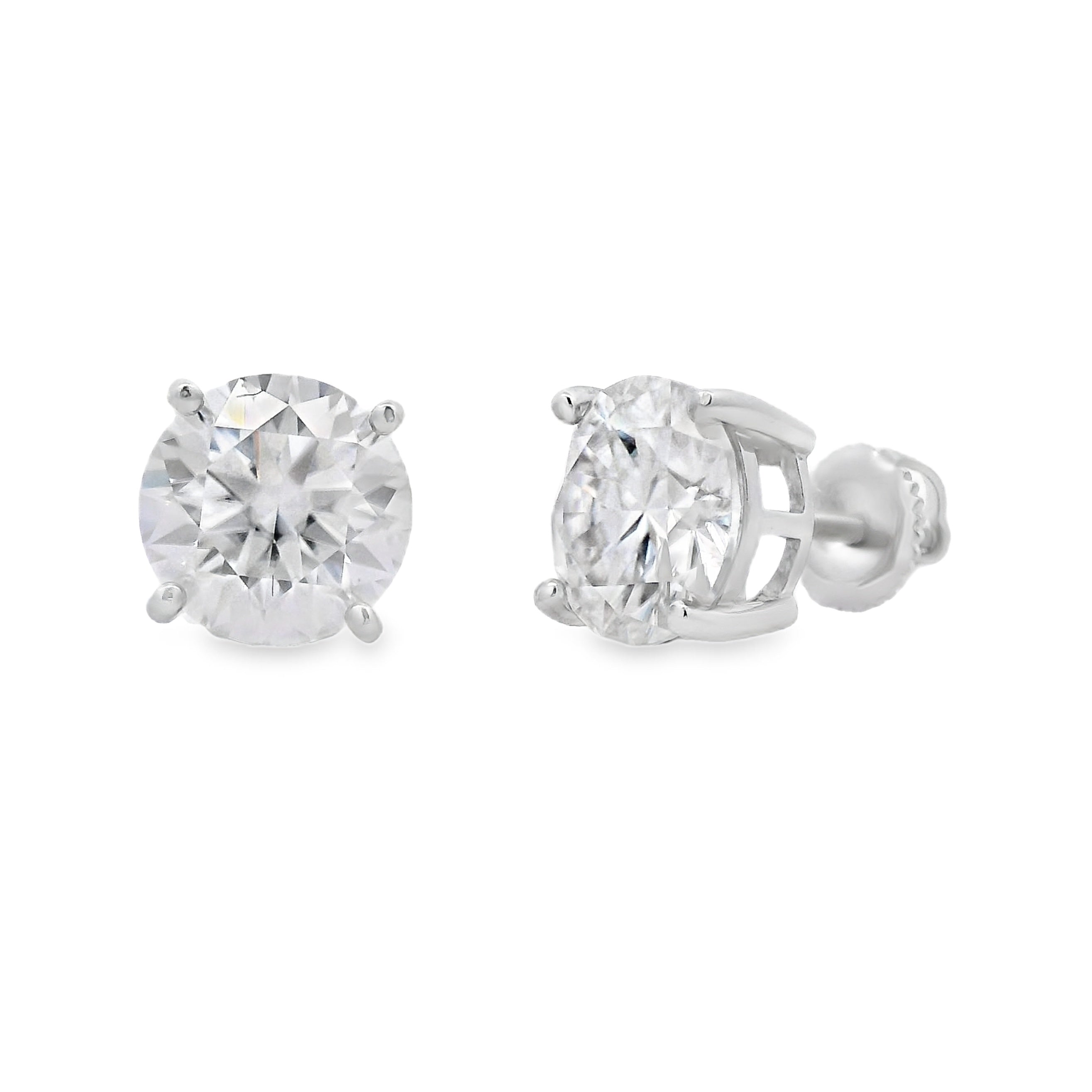 Natural 6.00ct Moissanite Stud Earrings Sterling Silver