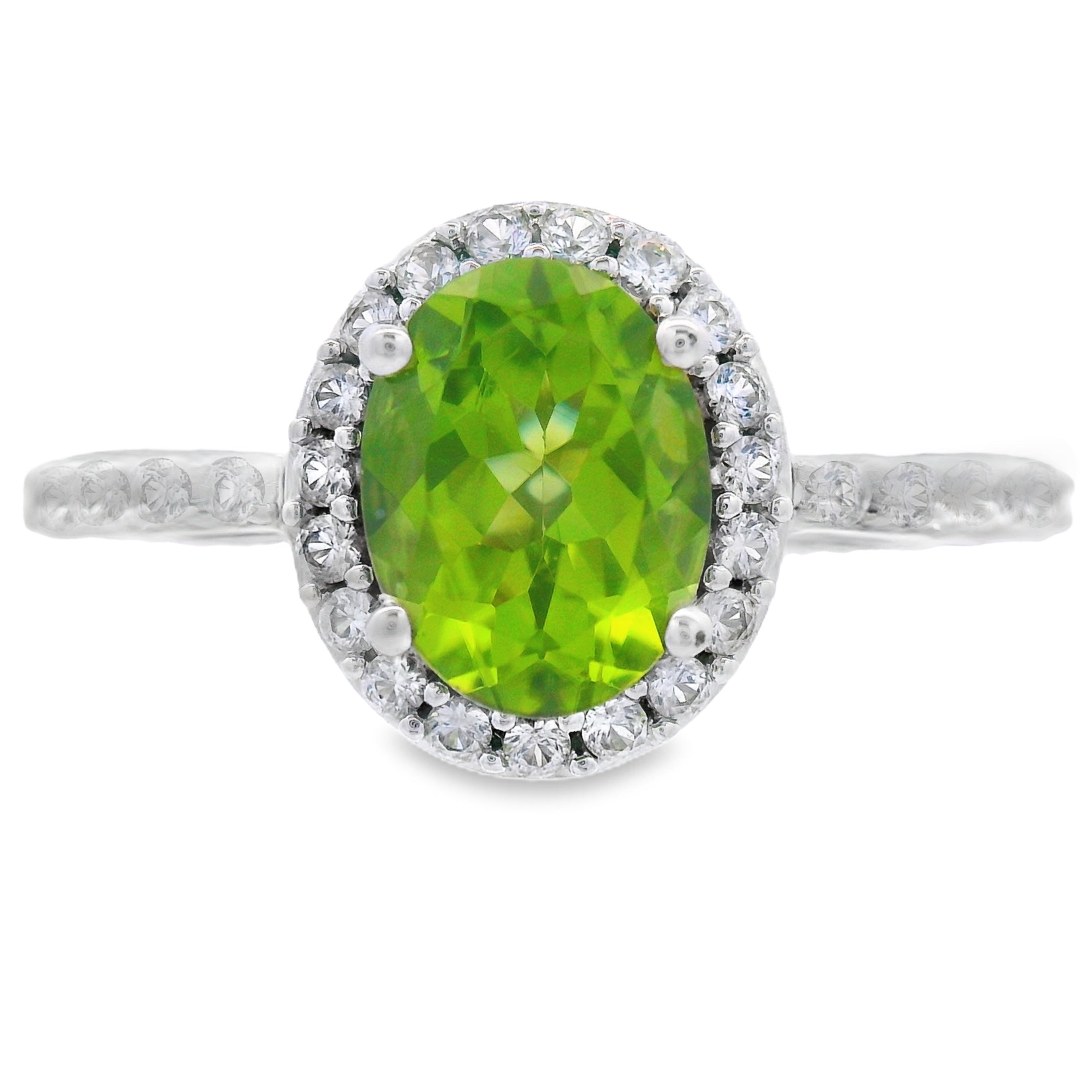 Natural Peridot Created Sapphire Ring Sterling Silver