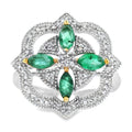 Genuine .69ct Emerald Diamond Ring 14KT White Gold