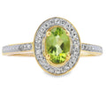Genuine .55ct Peridot Diamond Ring 10KT Yellow Gold