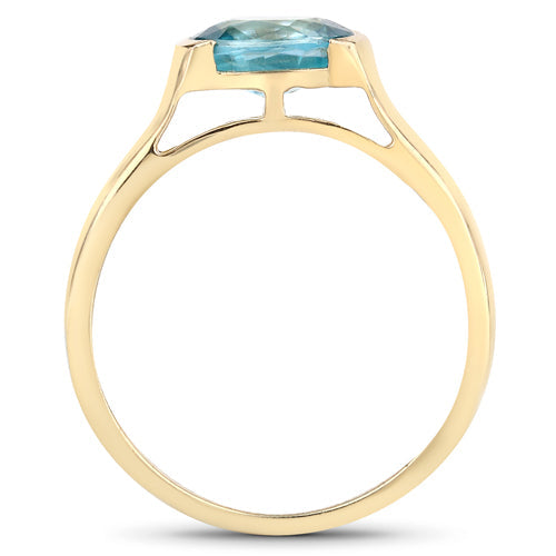 2.00 Carat Genuine Blue Zircon .925 Sterling Silver Ring