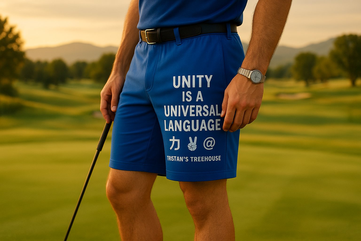 UNITY IS A UNIVERSAL LANGUAGE Navy Blue Shorts - Side Placement